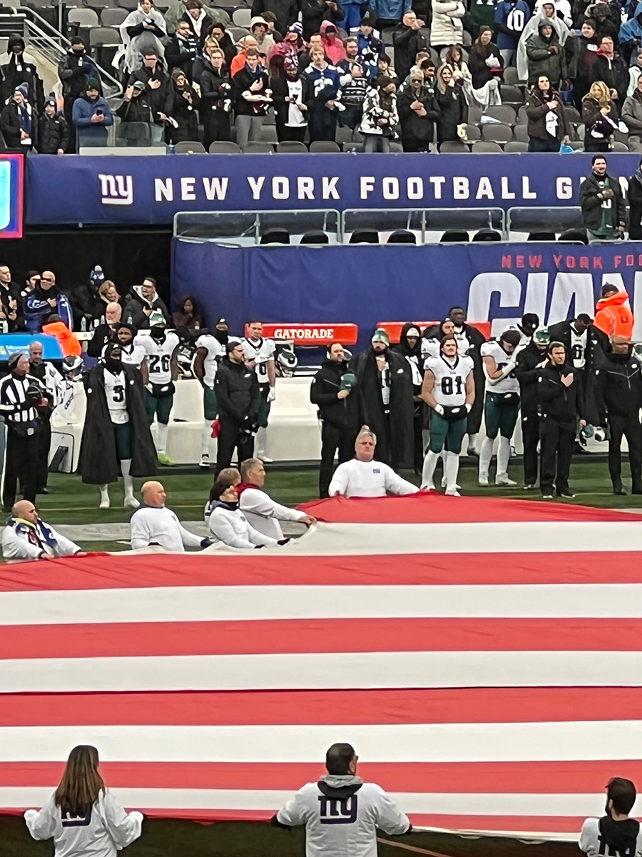 Ed Odell at Giant Football Game, center stage. - Wade Odell Wade Moving and  Storage